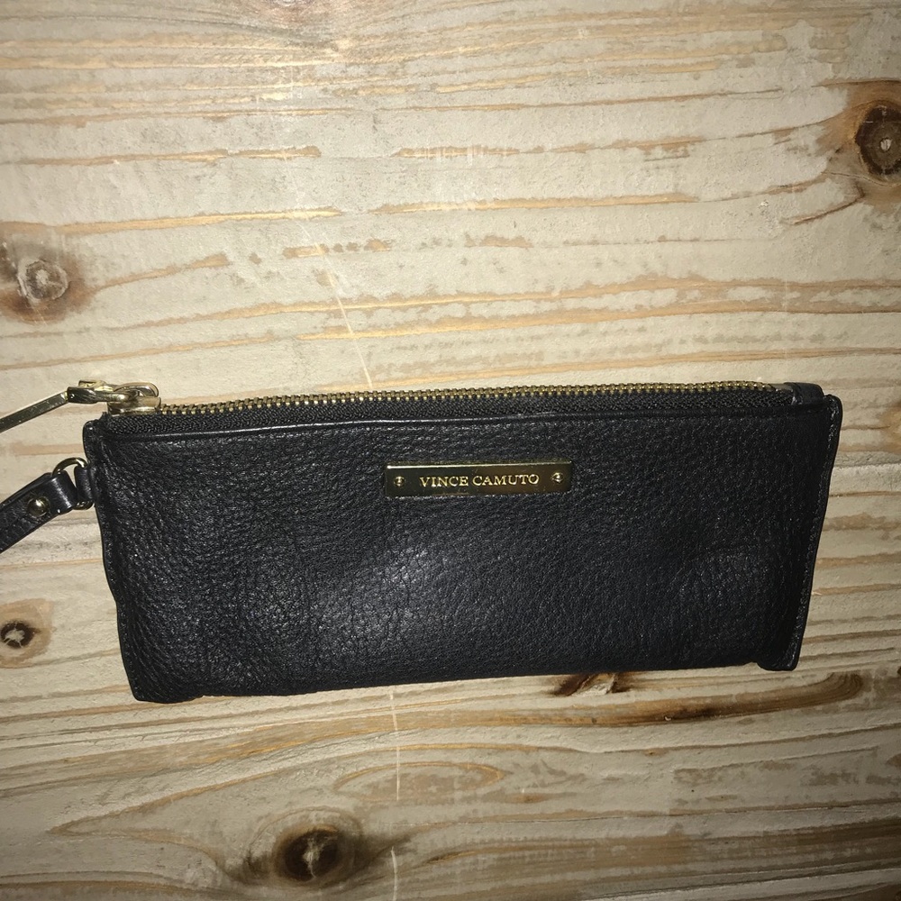Vince Camuto Black Nubuck Leather Wristlet
